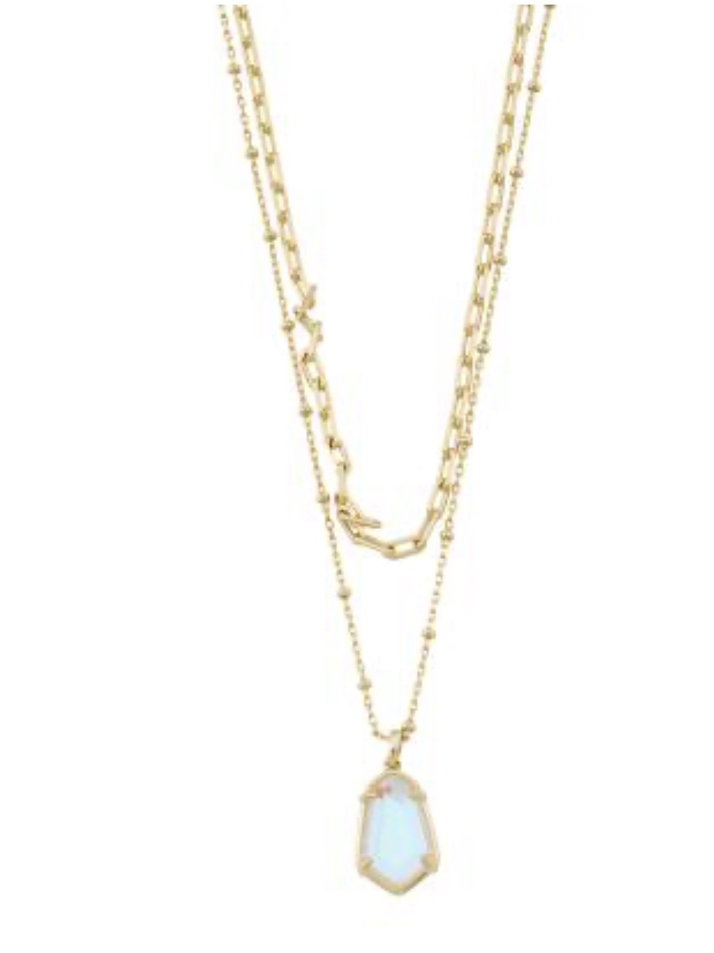 Kendra Scott Gold Layered Necklace with Blue Alexandria Pendant